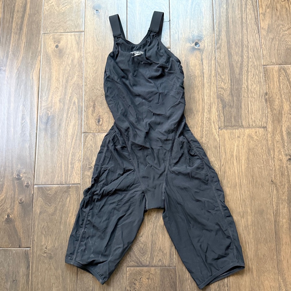 Speedo Kneeskin Swimsuit Women Size 22 Black Good Performance Racing Tech Suit